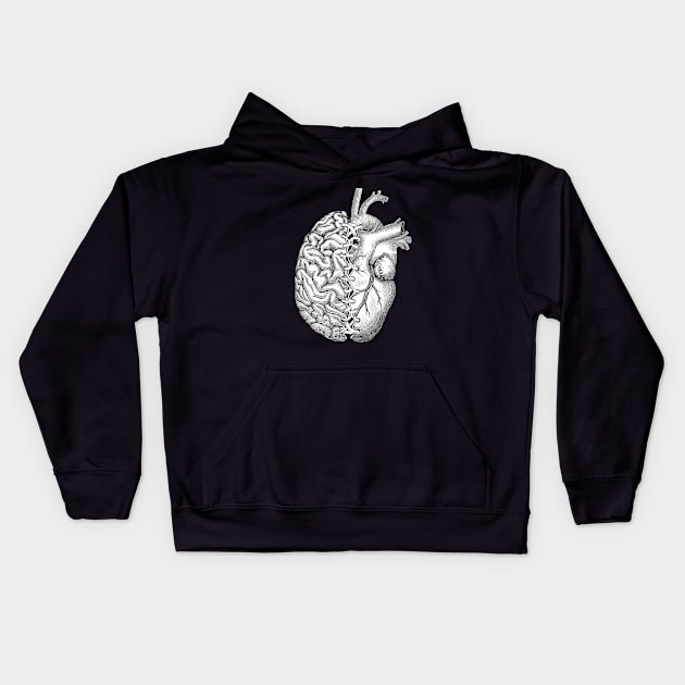 Half brain half heart, right balance between brain and heart, tied, laces, ribbon for tying Kids Hoodie by Collagedream